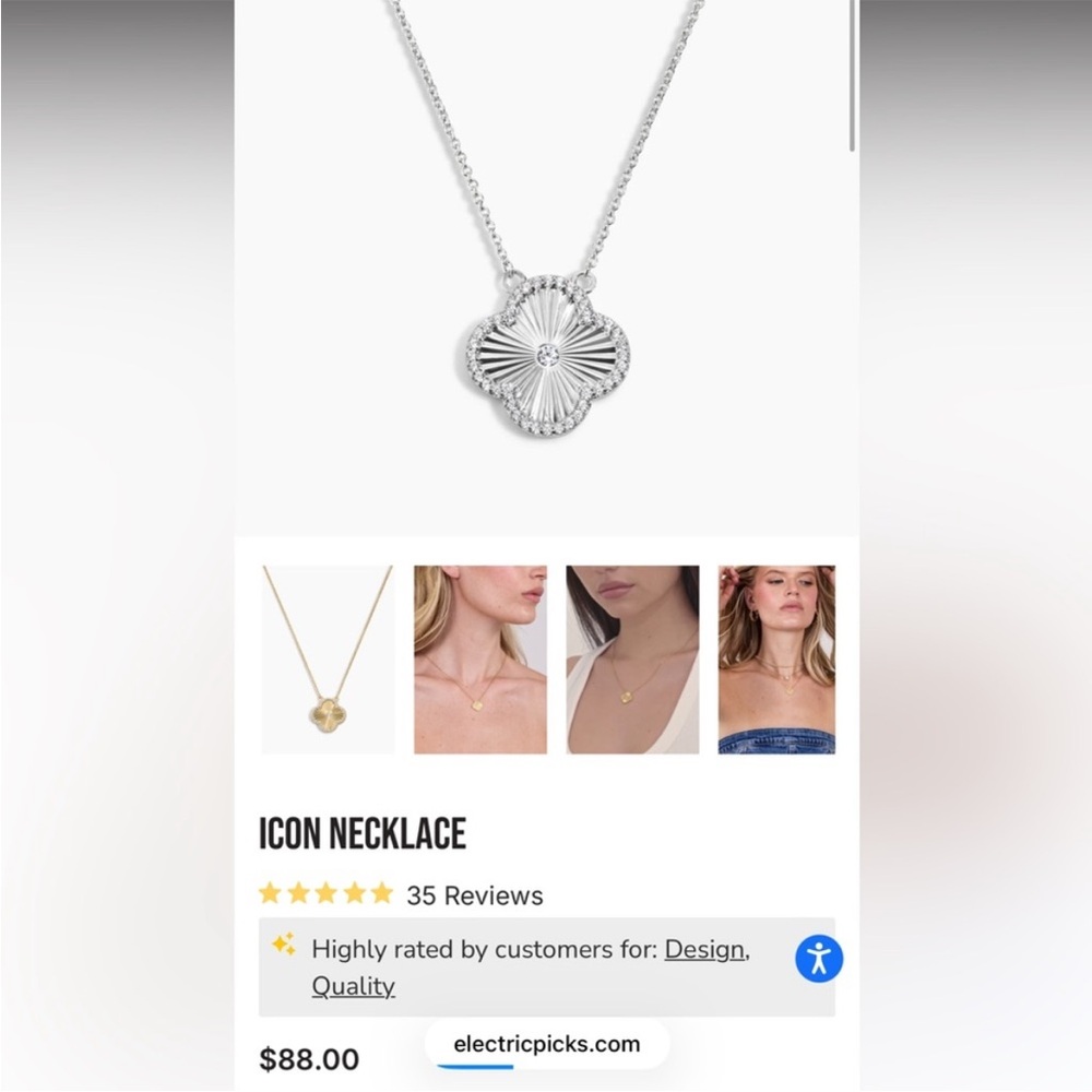 Electric picks silver icon necklace